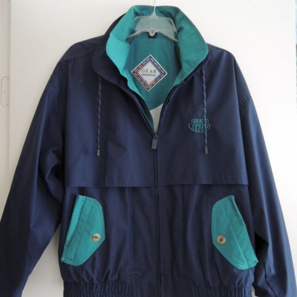 Mens Jacket Size S Bomber Style Zip Front Navy Teal by GEAR for Sports NWOT